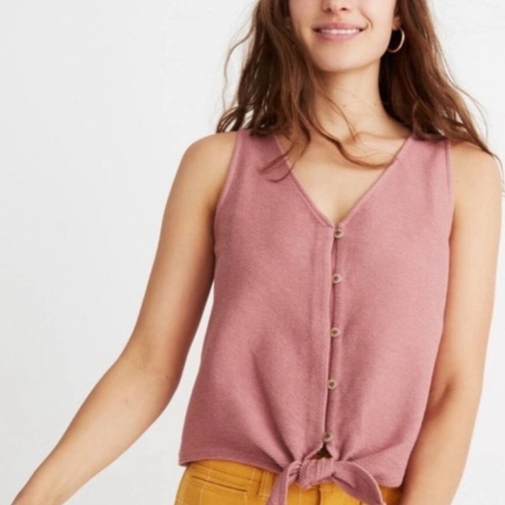 Madewell Rose Button & Tie Tank Sz M